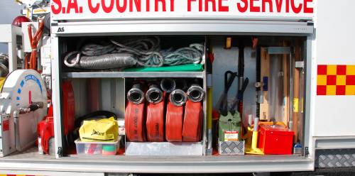 An appliance locker full of equipment