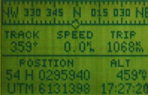 A GPS unit display