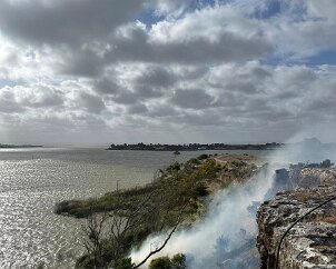 Grass fire, Clayton Bay from Clayton Bay CFS