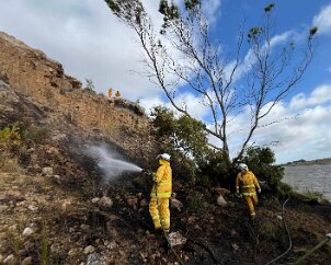 Grass fire, Clayton Bay from Clayton Bay CFS