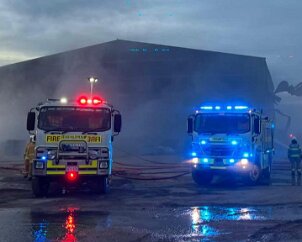 Shed fire, Langhorne Creek from Clayton Bay CFS