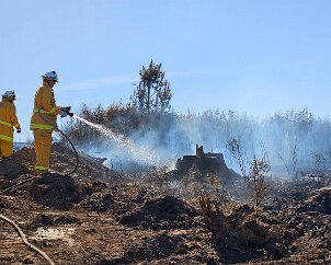 Pine trash fire mop up, Second Valley from Rapid Bay CFS