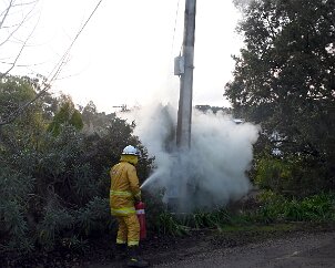 Meter box fire, Basket Range from Pip McGowan, CFS Promotions Unit