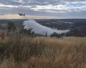 Grass fire, Onkaparinga River National Park from McLaren Vale CFS