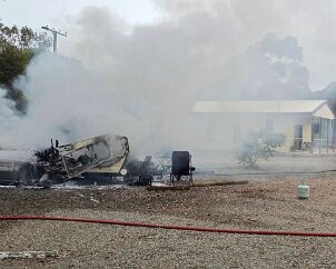 Caravan fire, Gladstone from Gladstone CFS
