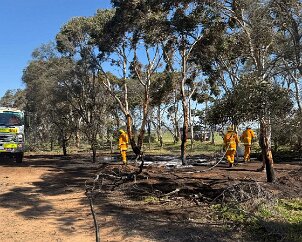 Grass fire, Angas Plains from Langhorne Creek CFS