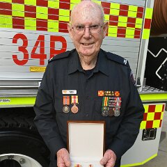 70 years service medal, Russell Grear, Eden Hills from Ashley Hosking, CFS Promotions Unit