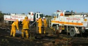 Mop up after a rubbish fire at Lewiston