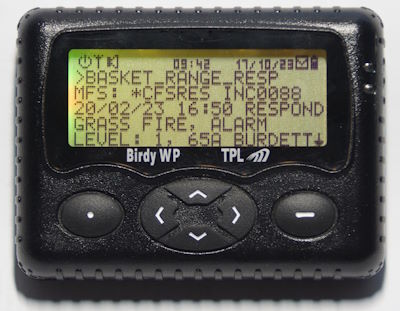 A typical pager message