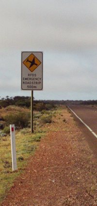 Warning sign for a RFDS airstrip
