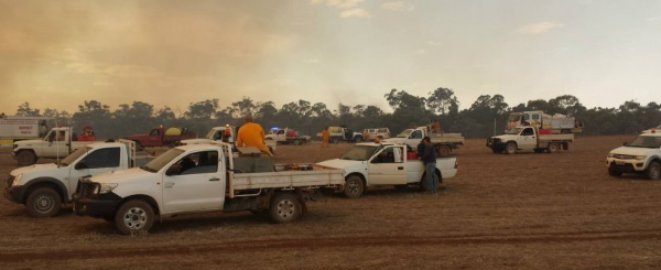 Farm Fire Units staging at a large fire