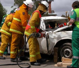 Hydraulic equipment in use at an incident